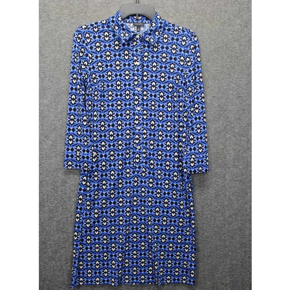 Talbots Women’s Shift Dress XS Blue Geometric Printed Stretch